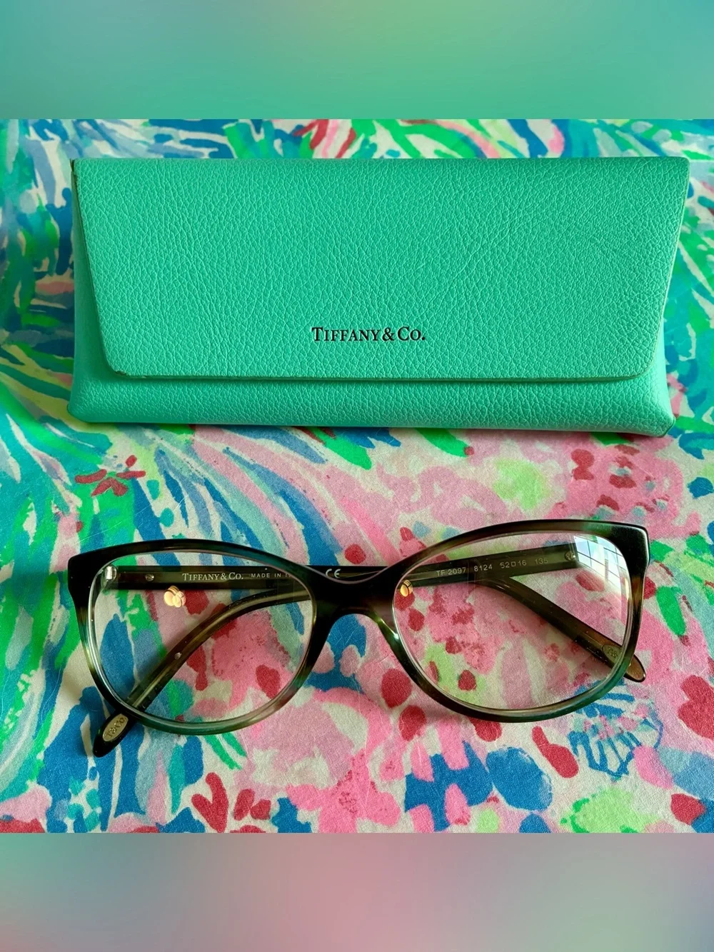 Tiffany & Co. Turquoise & Tortoiseshell Glasses with Tiffany & Co Case